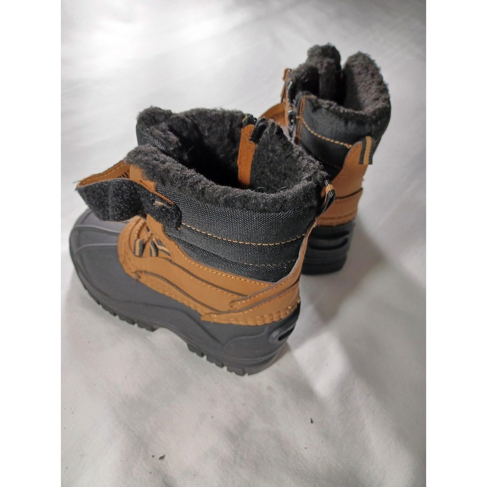 Khombu Chairlift Boots Kids Size 1 Black Brown Duck Snow‎ Winter Faux Fur Zip - Picture 2 of 5